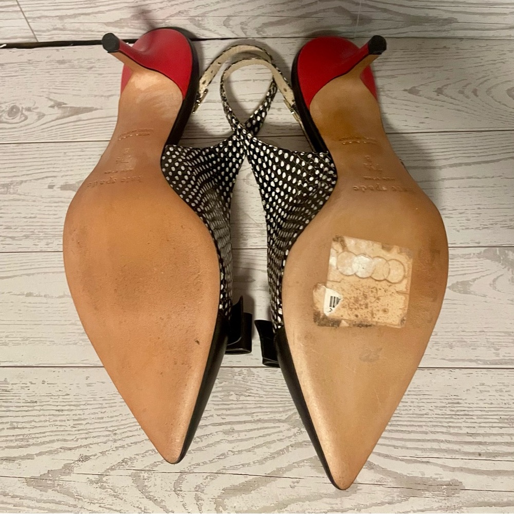 Kate Spade New York Black and White Bow Slingback Heels Size 7.5 B - Picture 9 of 11